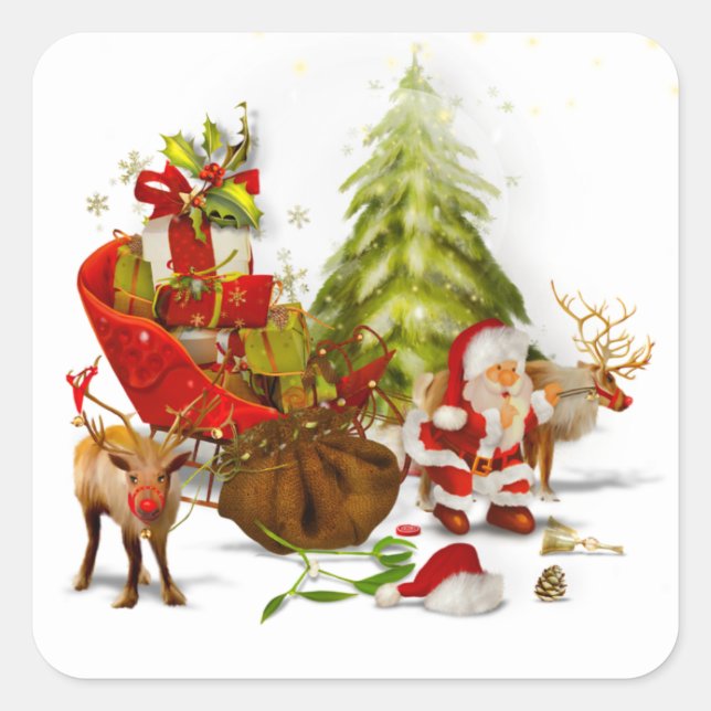 Lovely Christmas Scene Square Sticker (Front)
