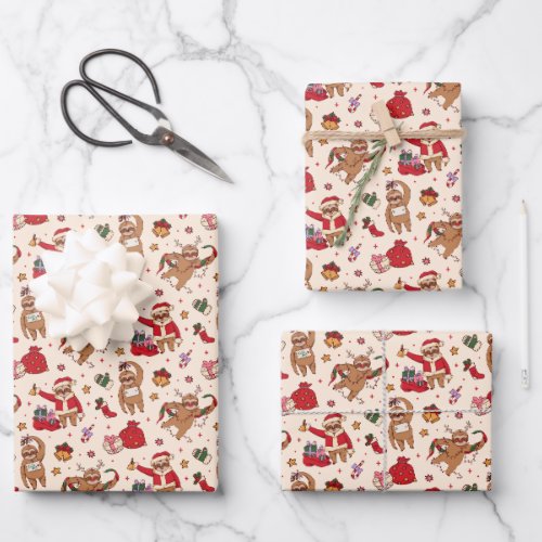 Lovely Christmas sloth pattern design Wrapping Paper Sheets