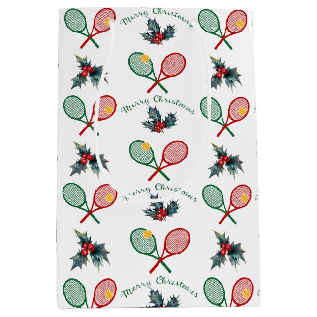 Lovely 🎄Christmas 🎾tennis  Medium Gift Bag (Front)