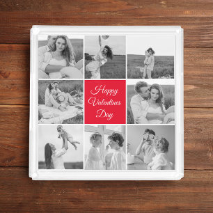Lovely Collage Couple Photo & Happy Valentines Day Acrylic Tray