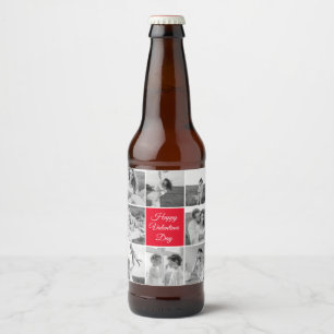 Lovely Collage Couple Photo & Happy Valentines Day Beer Bottle Label