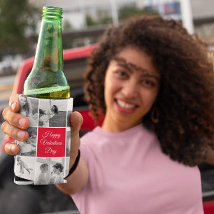 Lovely Collage Couple Photo & Happy Valentines Day Can Cooler