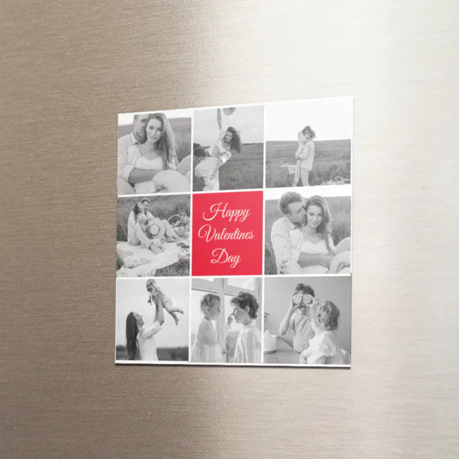 Lovely Collage Couple Photo & Happy Valentines Day Magnet | Zazzle