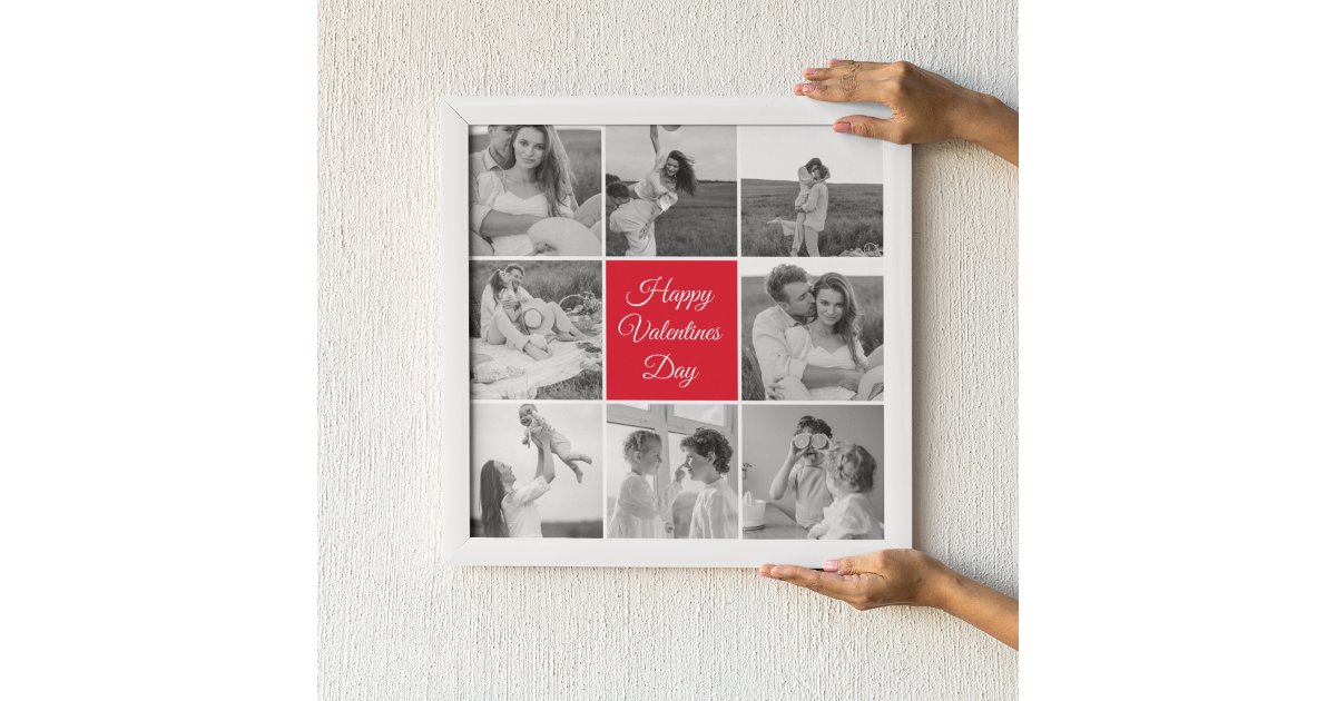 Lovely Collage Couple Photo & Happy Valentines Day Poster | Zazzle