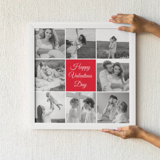Lovely Collage Couple Photo & Happy Valentines Day Poster | Zazzle