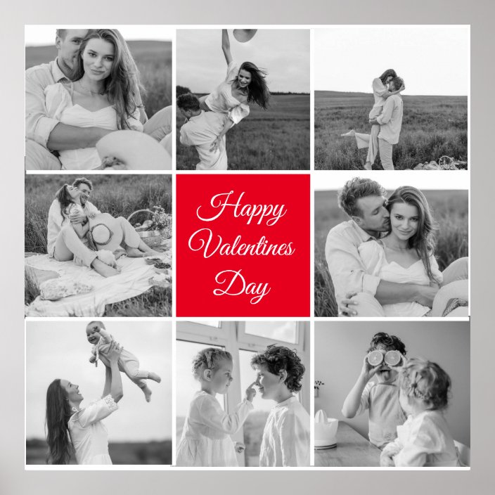 Lovely Collage Couple Photo & Happy Valentines Day Poster | Zazzle.com