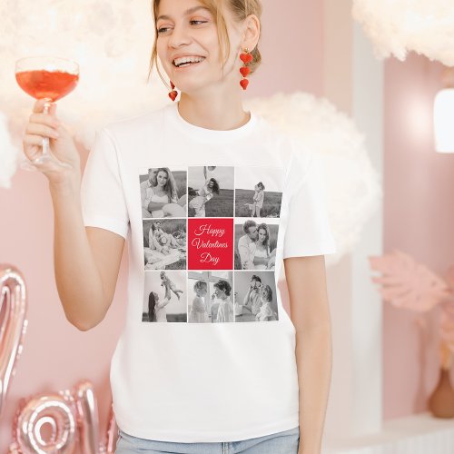 Lovely Collage Couple Photo  Happy Valentines Day T_Shirt