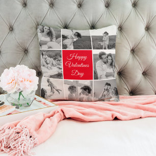 Lovely Collage Couple Photo & Happy Valentines Day Throw Pillow