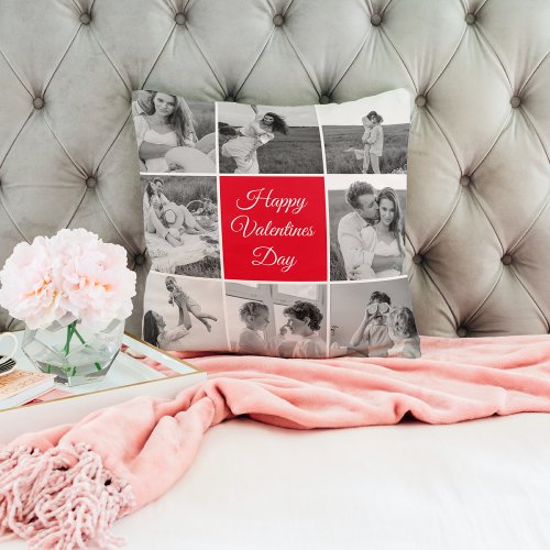 Lovely Collage Couple Photo  Happy Valentines Day Throw Pillow
