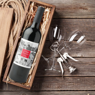 Lovely Collage Couple Photo & Happy Valentines Day Wine Label