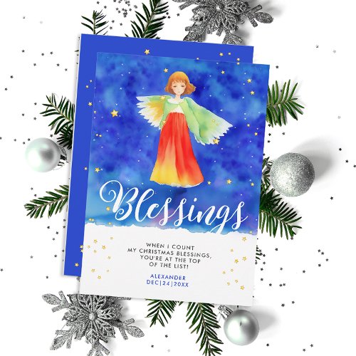 Lovely Colorful Angel Christmas Blessings Card