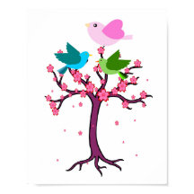 lovely colorful birds and tree Nursery baby
