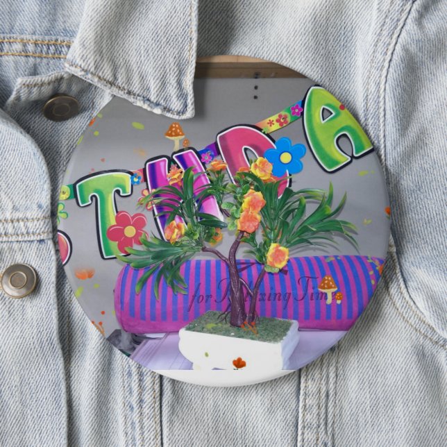 Lovely Colorful Birthday Art Print Button (In Situ)