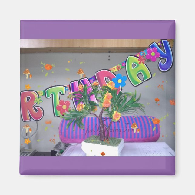 Lovely Colorful Birthday Art Print Magnet (Front)