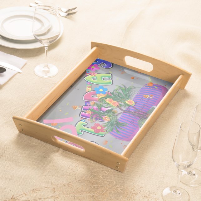 Lovely Colorful Birthday Art Print Serving Tray (Front)