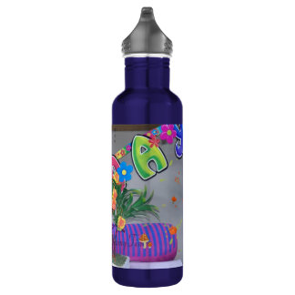 Lovely Colorful Birthday Art Print Stainless Steel Water Bottle