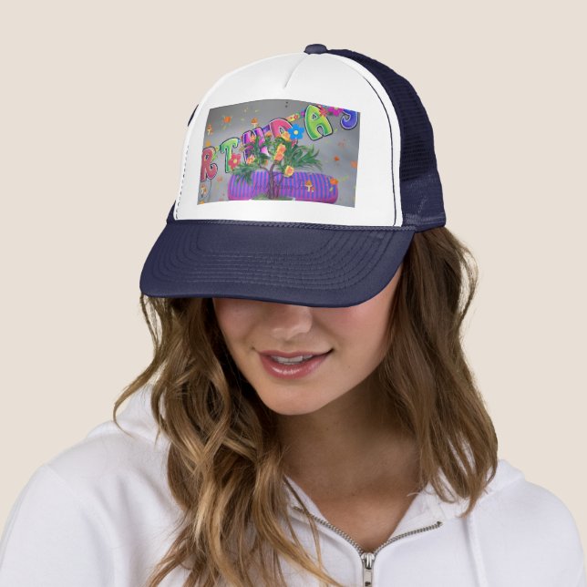 Lovely Colorful Birthday Art Print Trucker Hat (In Situ)