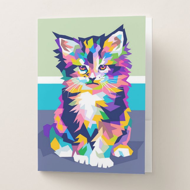 Lovely Colorful Cat Kitten Design Pocket Folder (Front)