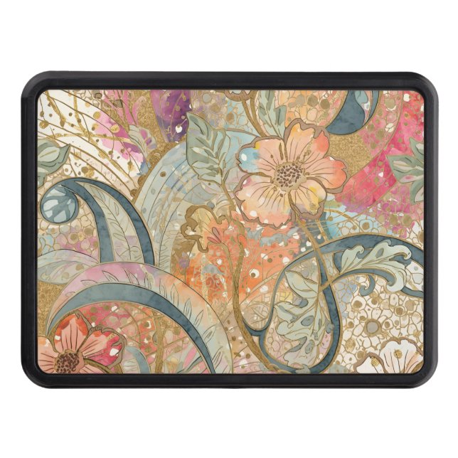 Lovely  Colorful Flowers and Pattern, Rainbow Hitch Cover (Front)