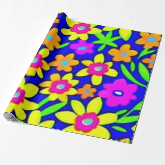 Lovely colorful flowers Wrapping Paper (Unrolled)