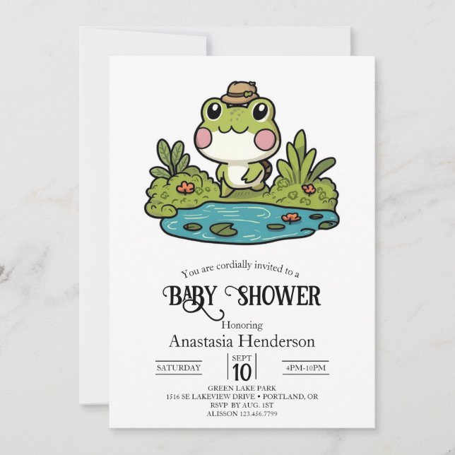 Lovely Colorful Frog Baby Shower Invitation (Front)