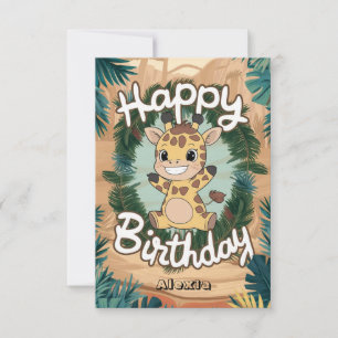 Lovely Colorful Giraffe Birthday Card