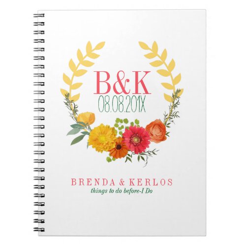Lovely Colorful Spring Floral Wreath Notebook