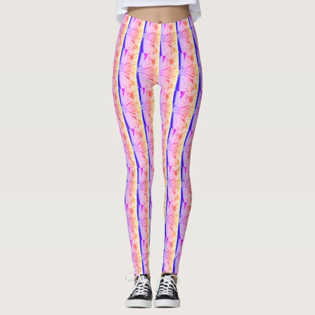 Lovely Colorful Summer Abstract Hot Pink Pattern Leggings (Front)