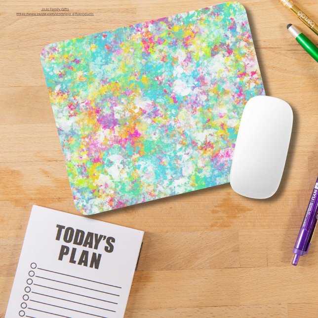 Lovely colorful watercolor painting Blue Green Mouse Pad (Colorful watercolor painted mouse pad. Back to school)