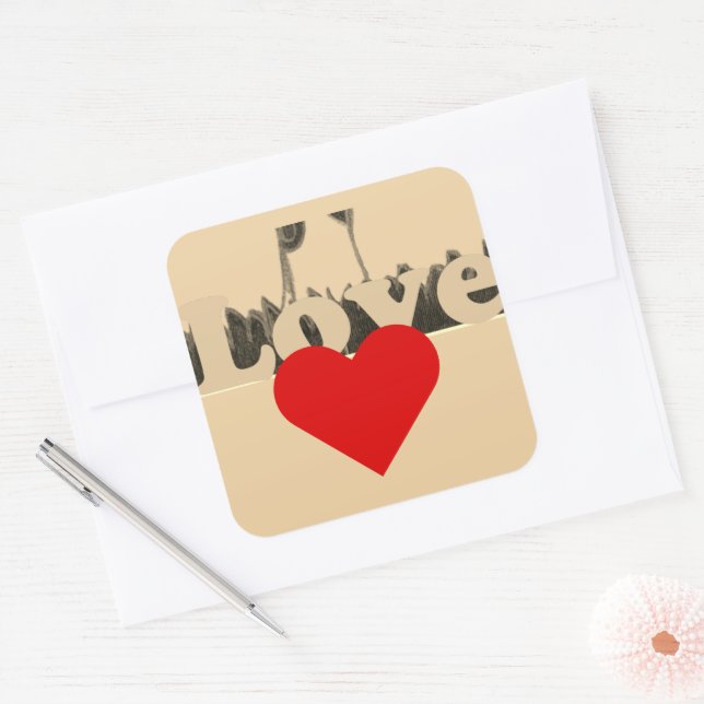 Lovely Compassion Red Special Heart  Square Sticker (Envelope)