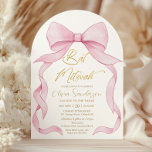 Lovely Coquette Pink Ribbon Bows Bat Mitzvah Arch Invitation<br><div class="desc">Personalize this lovely pink ribbon coquette Bat Mitzvah arch invitation card with your own wording easily and quickly, simply press the Edit Using Design Tool button to further re-arrange and format the style and placement of the text.  Also available in a digital instant download format. Under the Choose Your Format...</div>