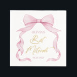 Lovely Coquette Pink Ribbon Bows Bat Mitzvah  Napkins<br><div class="desc">Personalize these lovely pink ribbon coquette Bat Mitzvah paper napkins with your own wording easily and quickly, simply press the Edit Using Design Tool button to further re-arrange and format the style and placement of the text.  For a seamless and coordinated look, explore our range of matching items available in-store....</div>