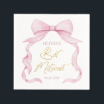 Lovely Coquette Pink Ribbon Bows Bat Mitzvah  Napkins<br><div class="desc">Personalize these lovely pink ribbon coquette Bat Mitzvah paper napkins with your own wording easily and quickly, simply press the Edit Using Design Tool button to further re-arrange and format the style and placement of the text.  For a seamless and coordinated look, explore our range of matching items available in-store....</div>