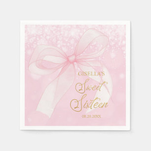 Lovely Coquette Pink Ribbon Bows Sweet 16 Sixteen Napkins