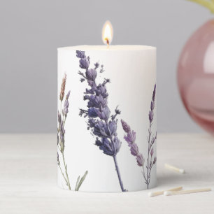 Lovely Cottage Lavender Flowers, Pillar Candle