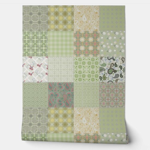 Lovely Country Cottage Quilted Patchwork Style Wallpaper