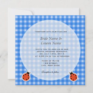 Lovely country style plaids and lady bugs wedding invitation
