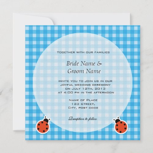 Lovely country style plaids and lady bugs wedding personalized announcement