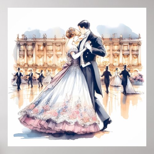 Lovely Couple Dancing on Formal Themed Party Poster