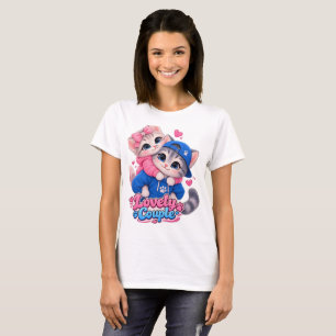 Lovely Couple Kissing Cats T-Shirt, Cute Cat Lover T-Shirt