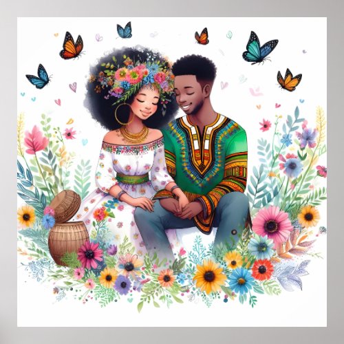 Lovely Couple on Spring Themed Poster