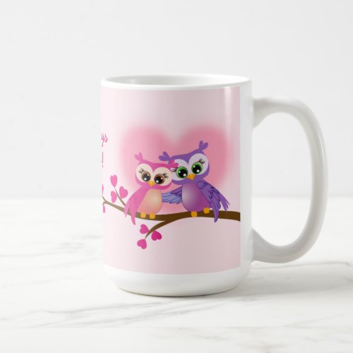 Lovely Couple Owls on a Branch Mug