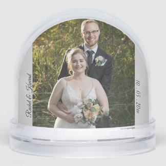 Lovely Couple Wedding Photo Name Date Snow Globe