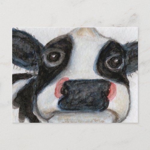 Lovely Cow watercolour birthday thankyou Postcard
