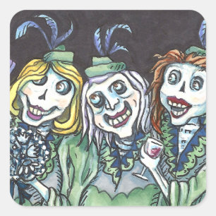 LOVELY CREEPY ZOMBIE BRIDESMAIDS TAKING A SELFIE SQUARE STICKER