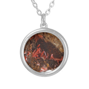 Lovely Crocoite Crystals ! Silver Plated Necklace
