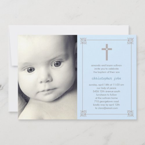 Lovely Cross Photo Baptism/Christening Invitation