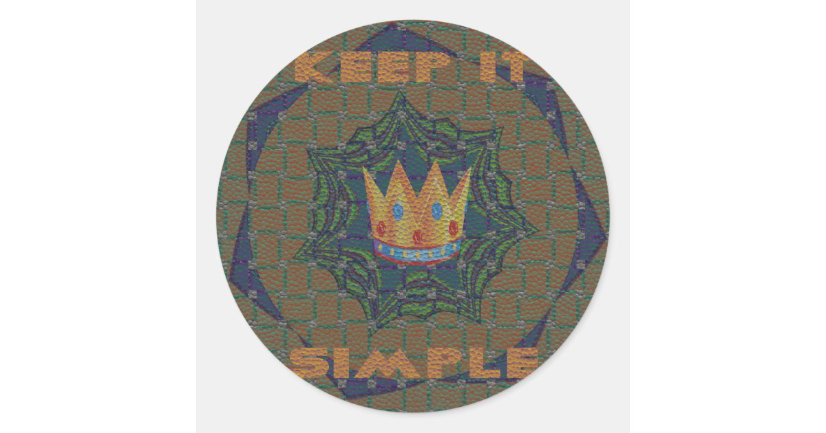 Lovely Crown Print vector Keep it Simple design Classic Round Sticker ...