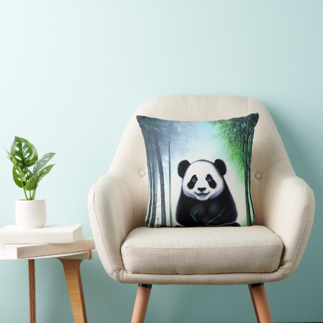Lovely, Cuddly Little Panda Bear Cub Throw Pillow (Chair)