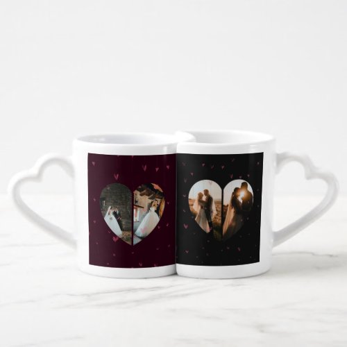 Lovely Custom 18 Photo Heart Shaped for her him Coffee Mug Set